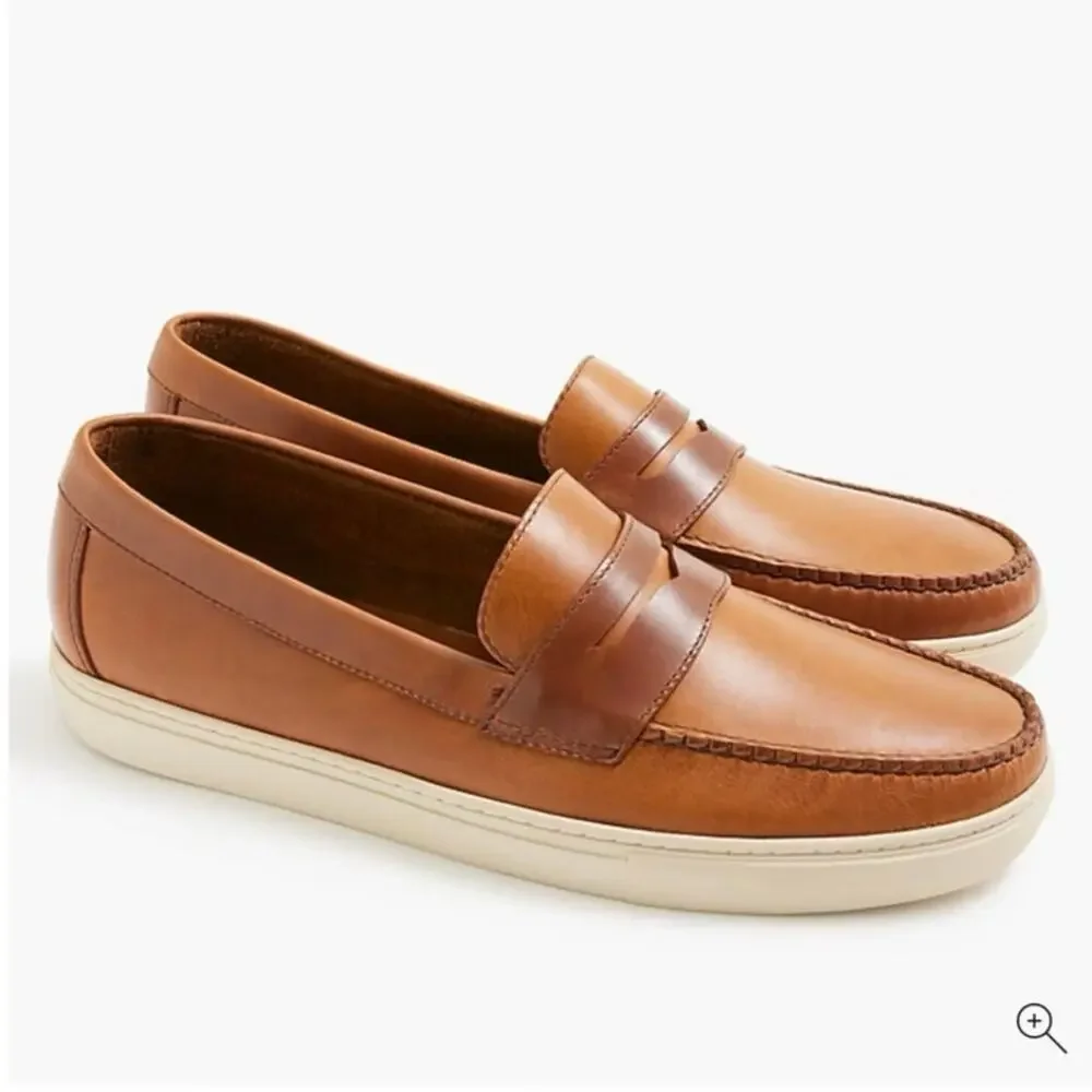 J.Crew Factory Men's Leather Hybrid Casual Loafer Havana Brown Size 7.5 NWOB